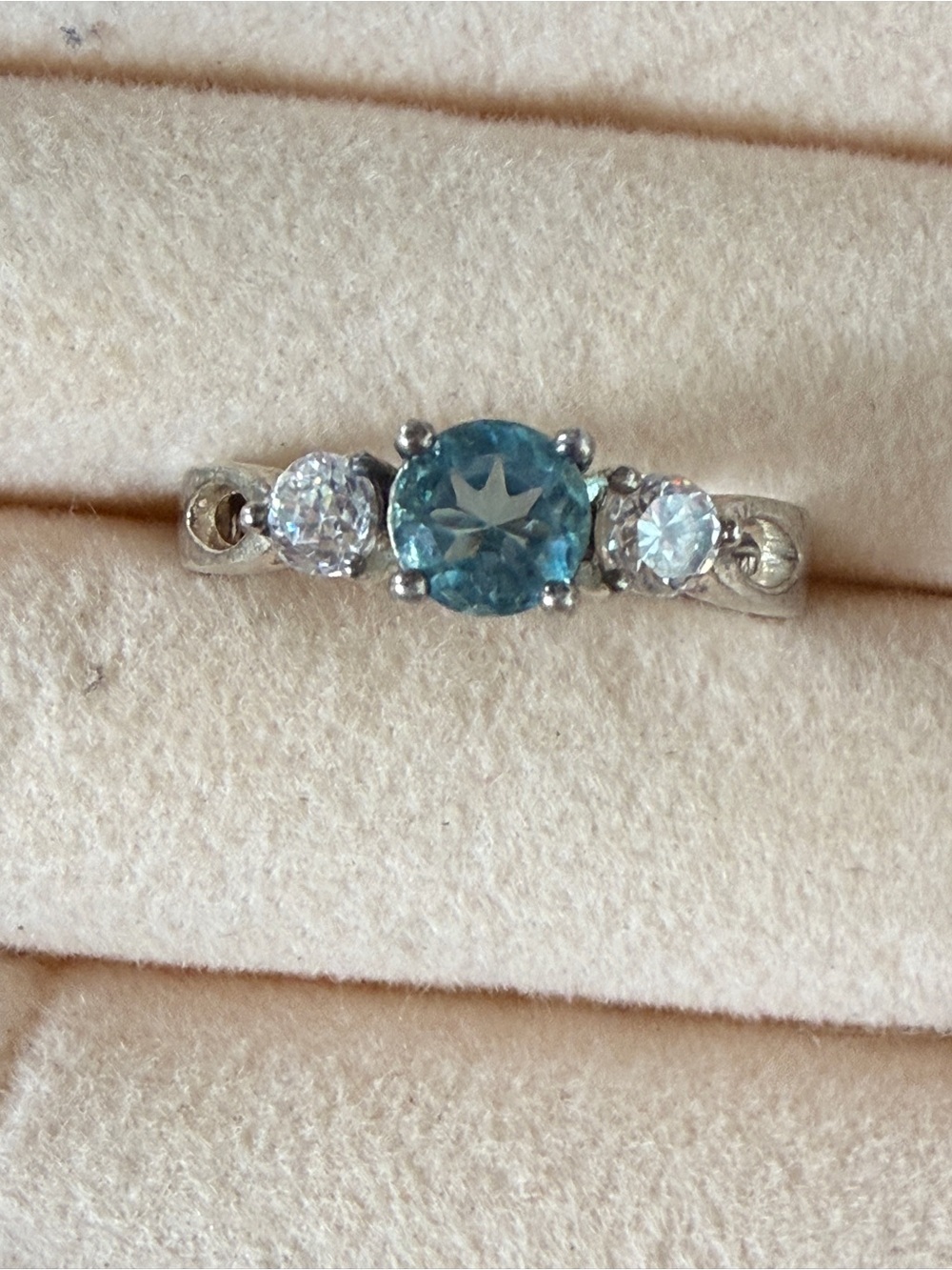 Vintage 925 Sterling silver blue topaz Sz 7 adjustable ring